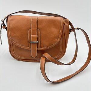 Save The Girls Tan Crossbody Bag Faux Leather Flap Shoulder Purse